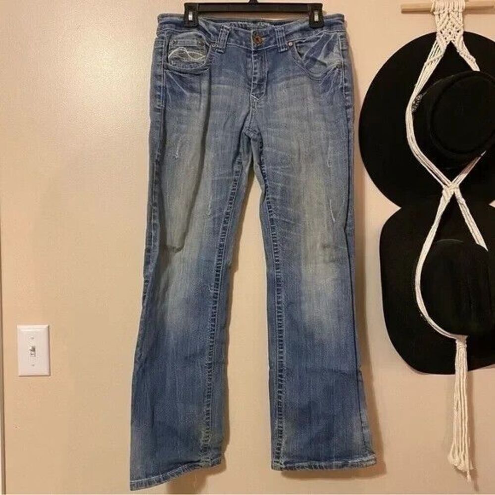 Cowgirl Tuff‎ Bootcut Jeans Distressed Denim Western Style